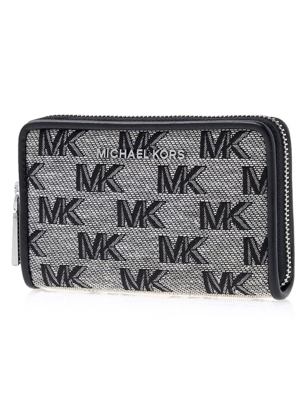 New Michael Kors Jet Set Small Zip Around Card Case Black/Light Cream - Picture 2 of 8